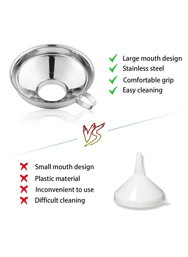 HASTHIP® Canning Funnel for Kitchen Use with Handle, Multipurpose 304 Stainless Steel Funnel, Wide Mouth Funnel for Mason Jars, Funnel for Oil Dispenser, Large Canning Funnels (5.8X2.3inch) - Image 4