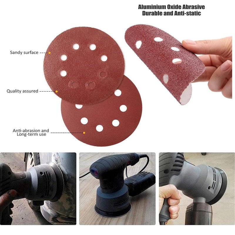 Malfah Enterprises Malfah Sanding Sheet for Random Orbital Sander 5 P 80 Sanding Disc Paper Round 125 Mm Abrasive Sandpaper Set for Random Orbital Sander Polisher 5x80 Grit 20 Pcs  - Image 4