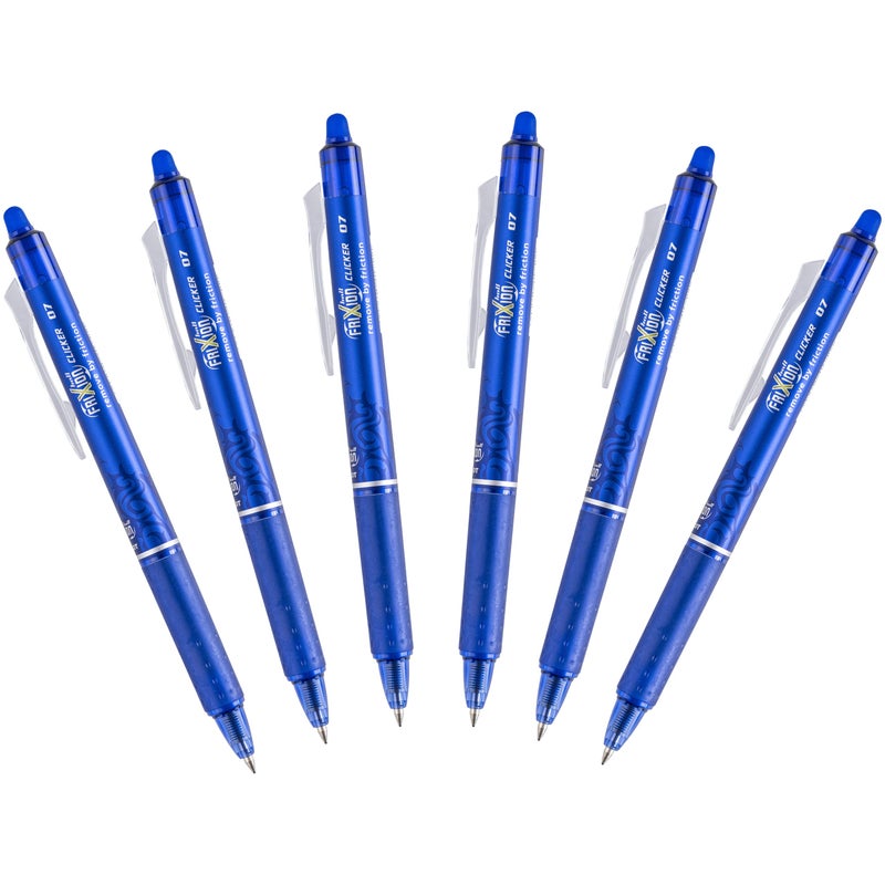 Pilot FriXion Ball 0.7mm Erasable Gel Pens, Fine Point, Blue Ink, Pack Of 6 - Image 1