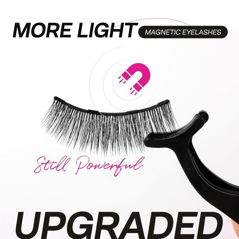 CALAILIS Magnetic Eyelashes for WomenNatural Reusable Magnet Eyelashes 3 Pairs Eyelashes Magnetic with Tweezers Waterproof EyelinerCY302 - Image 4