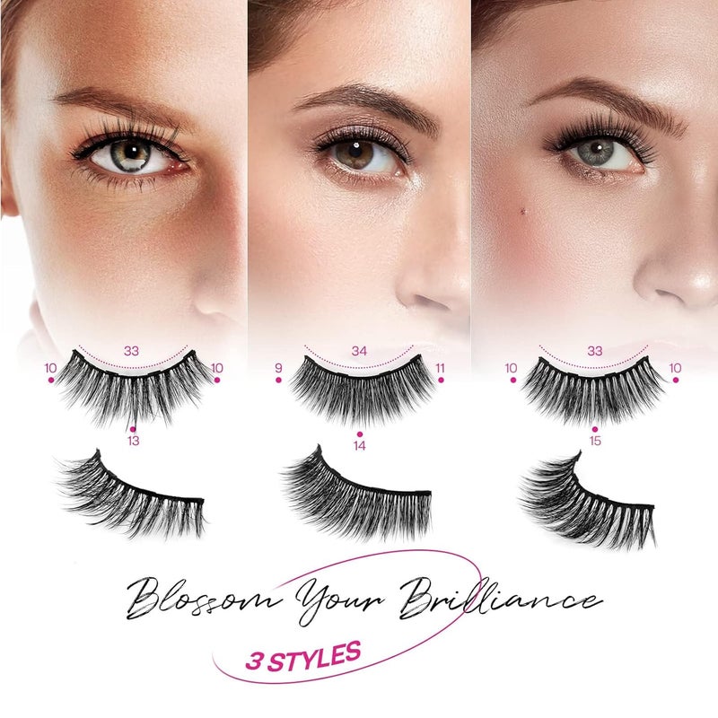 CALAILIS Magnetic Eyelashes for WomenNatural Reusable Magnet Eyelashes 3 Pairs Eyelashes Magnetic with Tweezers Waterproof EyelinerCY302 - Image 3