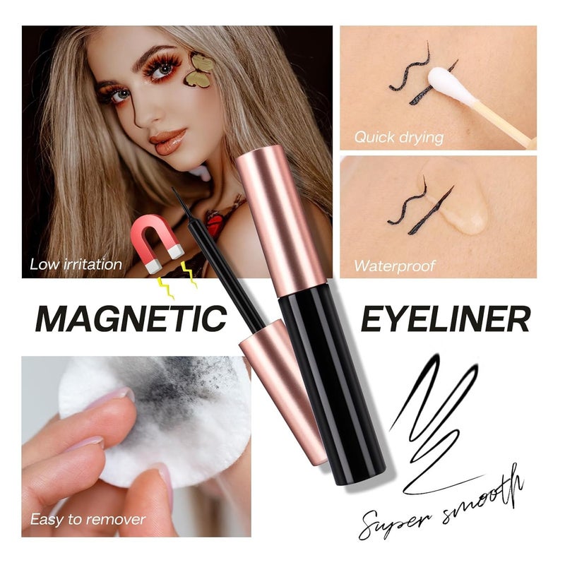 CALAILIS Magnetic Eyelashes for WomenNatural Reusable Magnet Eyelashes 3 Pairs Eyelashes Magnetic with Tweezers Waterproof EyelinerCY302 - Image 5