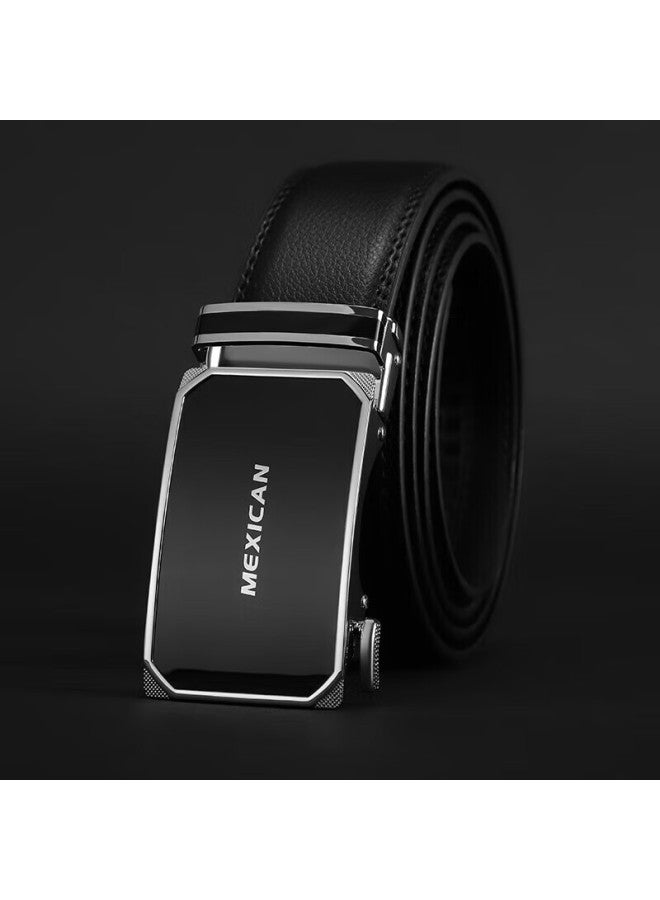 Scarecrow Men's Leather Belt With Automatic Buckle, Genuine Cowhide Business Waistband, Casual Trendy Trouser Belt, Qixi Valentine's Day Gift For Boyfriend - Image 3