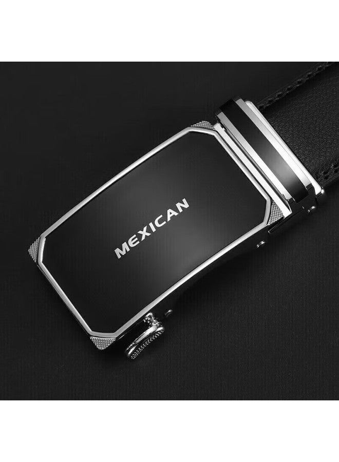 Scarecrow Men's Leather Belt With Automatic Buckle, Genuine Cowhide Business Waistband, Casual Trendy Trouser Belt, Qixi Valentine's Day Gift For Boyfriend - Image 1