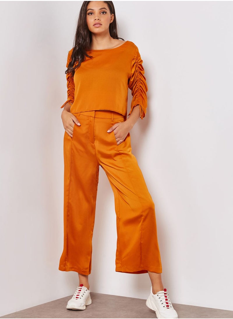 Native Youth Satin Wide Leg Panelled Pants Co-ord  - Image 5