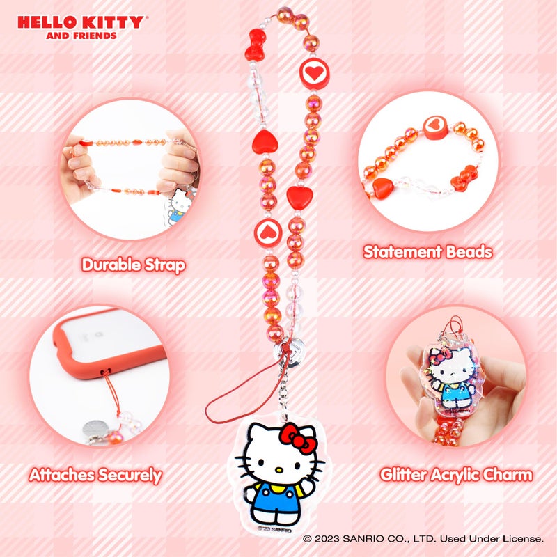 iFace Hello Kitty and Friends Beaded Wristlet Universal Phone Charm Strap - Cute Wrist Chain Lanyard Aesthetic Decor Strap for Cell Phone Camera Keys AirPods Keychains â€“ Hello Kitty - Image 2