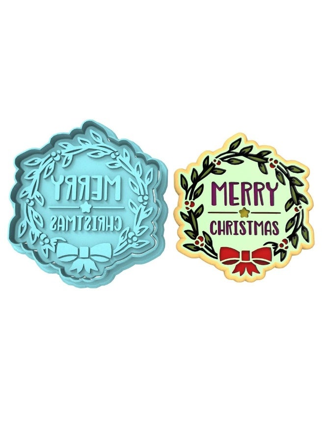 EROTNGO Merry Christmas Mistletoe Cookie Cutter Black Cookie Stamp and Stencil Set for Holiday Cookies, Festive Mistletoe and Christmas Tree Fondant Cutter, Sugar Cookie Mold, Dessert Decorati - Image 3