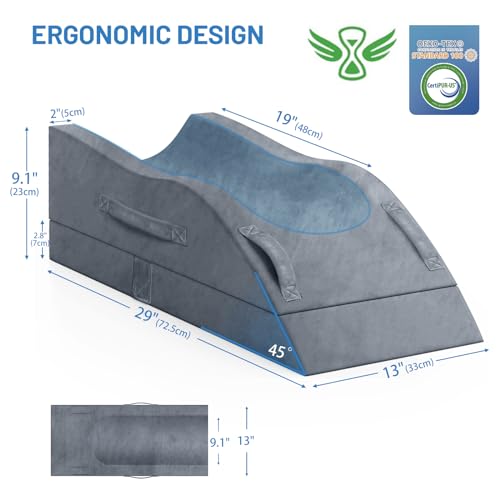 TranquilRelax Leg Elevation Pillows, Wedge Pillow for After Surgery, Memory Foam Leg Support Adjustable, Comfort Care for Back Knee Hip Ankles Pain, Knee Pillow for Sleeping Blood Circulation Grey - Image 2