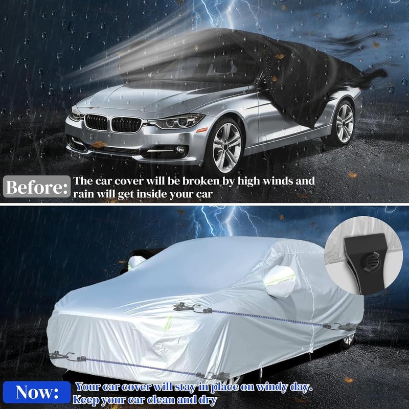 Hlogree 2PCS Car Cover Gust Straps Wind Protector,Bungee Cords Hook Clips Kit Hold Tarp Tie Down from Blowing Off in High Winds-Universal Fit for Most Cars,Sedans,SUVs,Trucks,Vans and More-Blue General standard compliant quality - Image 2