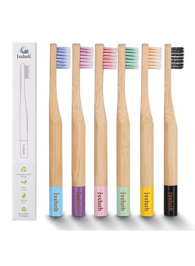 Isshah Kids Bamboo Toothbrushes Biodegradable Handle BPA Free Eco Friendly Children Size, FSC Certified and PETA Approved, Pack of 6 (Spiral Soft Nylon Bristles) - Image 1