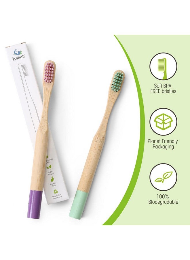 Isshah Kids Bamboo Toothbrushes Biodegradable Handle BPA Free Eco Friendly Children Size, FSC Certified and PETA Approved, Pack of 6 (Spiral Soft Nylon Bristles) - Image 3