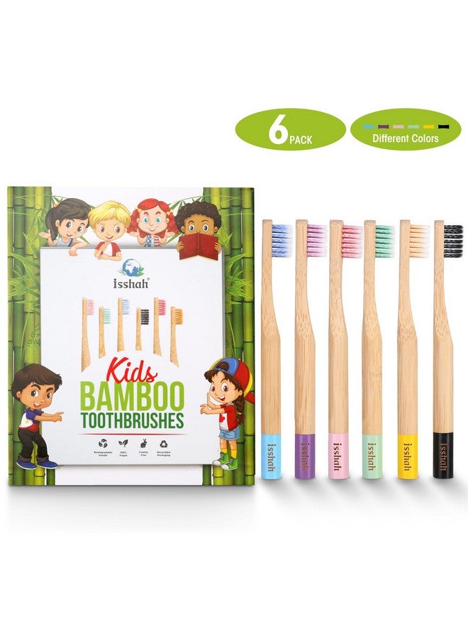 Isshah Kids Bamboo Toothbrushes Biodegradable Handle BPA Free Eco Friendly Children Size, FSC Certified and PETA Approved, Pack of 6 (Spiral Soft Nylon Bristles) - Image 2
