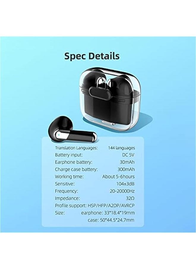 Generic - BT 5.3 Language Translator Earbuds, Language Translator Device Support 144 Languages, Large Capacity Battery for Ultra Long Battery Life, Playback Time 5-6 Hours (Black) - Image 1