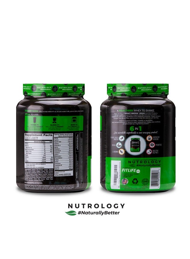 نوترولوجي مسحوق بروتين تريباكت النباتي، لمشروبات البروتين النباتية أو بديل الوجبات مع مسحوق بروتين البازلاء العضوي، بروتين اليقطين، أحماض أمينية متفرعة السلسلة وجلوتامين، غير معدّل وراثيًا، زبدة الفول السوداني بالشوكولاتة، 20 وجبة - Image 3