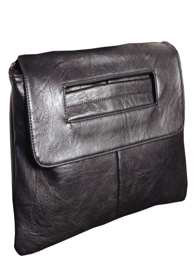 NIGEDU Women Handbags PU Leather Female Clutch Handbag Messenger Bag Large Solid High Capacity (Black) - Image 1