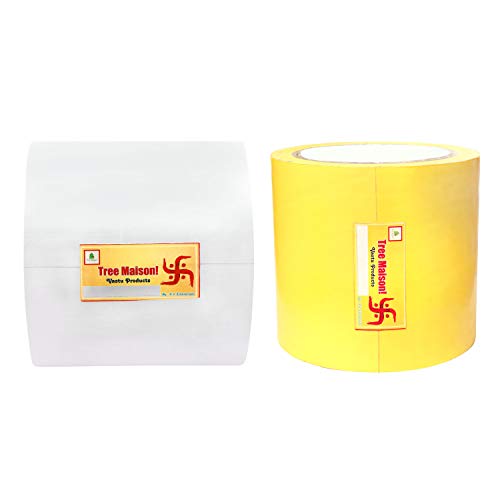 TREEMAISON Vastu White - Yellow Tape | 4 Inch (96 mm) Approx | Length- 20 Meter (Approx) | Vastu Tape Remedy for Toilet | Vastu Tape for Main Door | Tape Remedy for Negative Entrance | Pack of 2 - Image 1