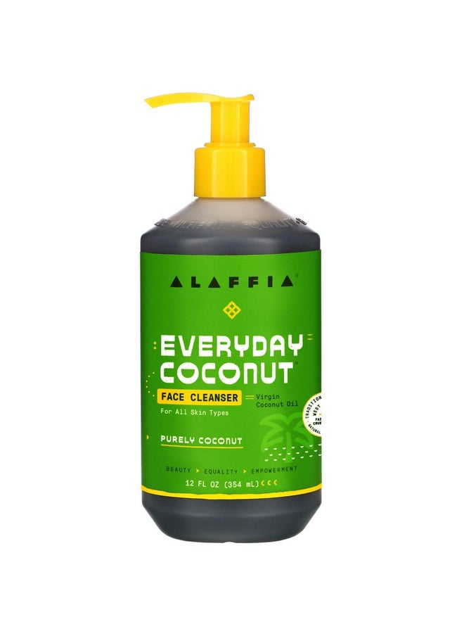 Alaffia - Everyday Coconut Face Cleanser For All Skin Types. Leaves Skin Fresh And Hydrated With Fair Trade Coconut Oil & Neem Vegan Cruelty Free No Parabens Purely Coconut 12 Fl Oz - Image 1