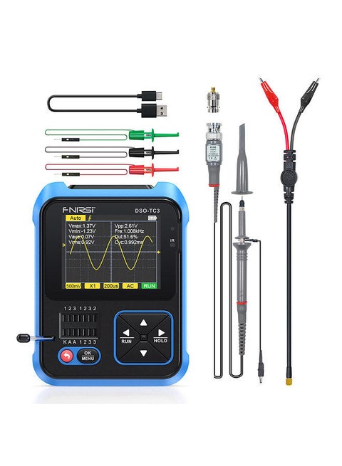 3in1 Digital Oscilloscope Transistor Tester Function Signal Generator Meter Handheld Oscilloscope 2.4inch TFT Display 10MS/s Sample Rate 500KHz Bandwidth Oscillometer