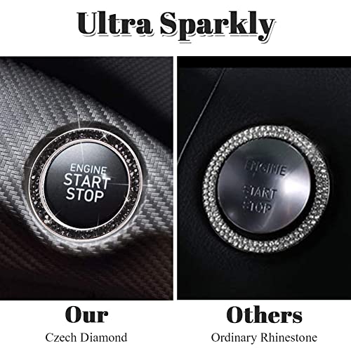 ToBeQueen Bling Push Start Button Cover Ring, Interior Crystal Diamond Rhinestone Engine Start Stop Ring Emblem Decoration Sticker, Black Bling Car Accessories for Women, Black - Image 3