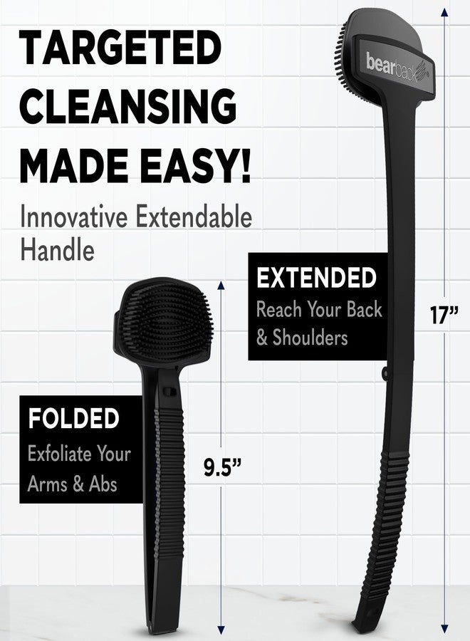 Bearback Silicone Body Scrubber with Extendable Folding Handle and Removable Scrub Brush - Premium Back & Shower Scrubber for Adults, Men, Women, Seniors - Gentle - Hygienic - Image 3