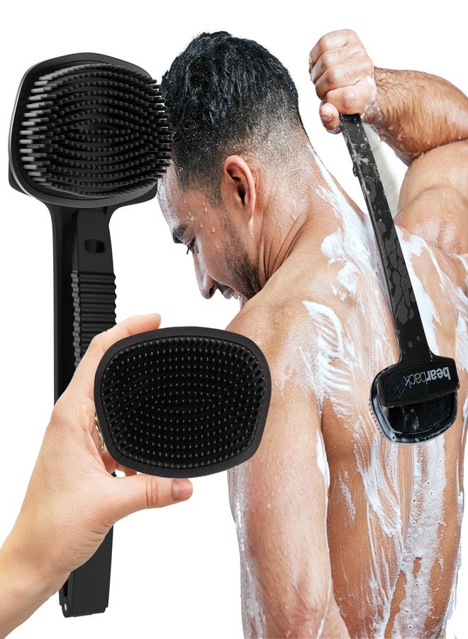 Bearback Silicone Body Scrubber with Extendable Folding Handle and Removable Scrub Brush - Premium Back & Shower Scrubber for Adults, Men, Women, Seniors - Gentle - Hygienic - Image 1