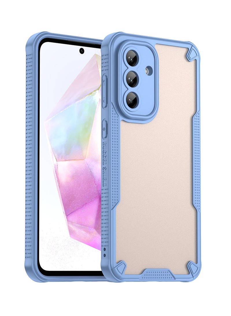 for Samsung Galaxy A36 5G Case Cover, Armor of Brushed Comfortable Oil Waterproof TPU+PC Soft Semi-translucentmatte Feel Cell Phone Protective Case for Samsung Galaxy A36 5G, Blue - Image 1