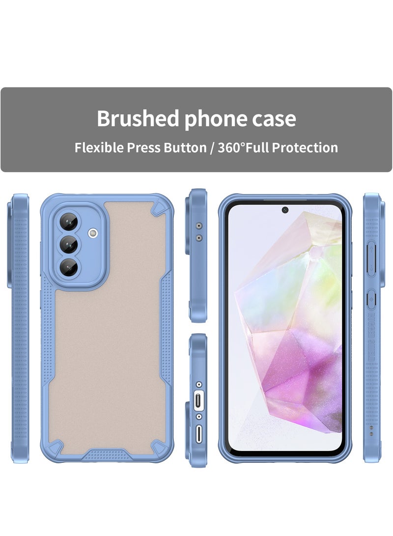 for Samsung Galaxy A36 5G Case Cover, Armor of Brushed Comfortable Oil Waterproof TPU+PC Soft Semi-translucentmatte Feel Cell Phone Protective Case for Samsung Galaxy A36 5G, Blue - Image 2
