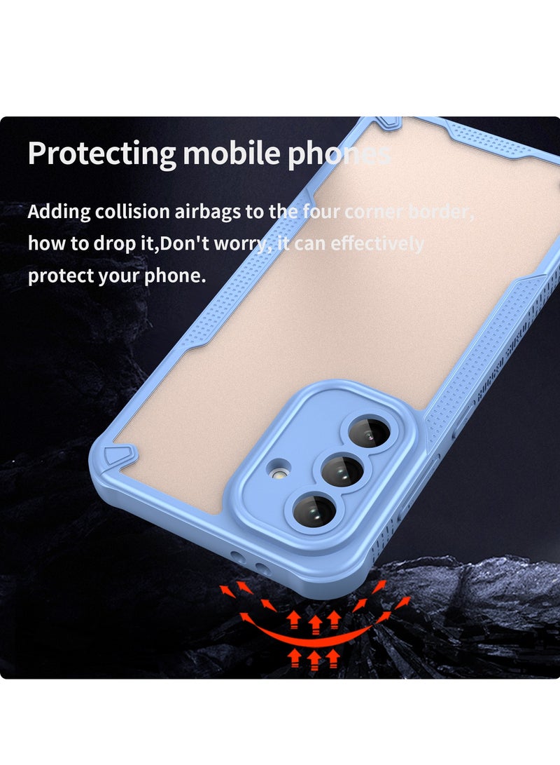 for Samsung Galaxy A36 5G Case Cover, Armor of Brushed Comfortable Oil Waterproof TPU+PC Soft Semi-translucentmatte Feel Cell Phone Protective Case for Samsung Galaxy A36 5G, Blue - Image 3