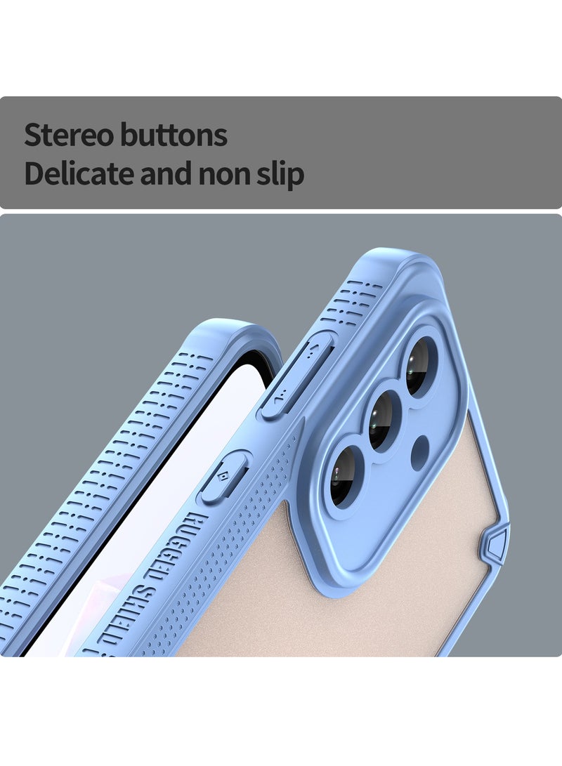 for Samsung Galaxy A36 5G Case Cover, Armor of Brushed Comfortable Oil Waterproof TPU+PC Soft Semi-translucentmatte Feel Cell Phone Protective Case for Samsung Galaxy A36 5G, Blue - Image 4