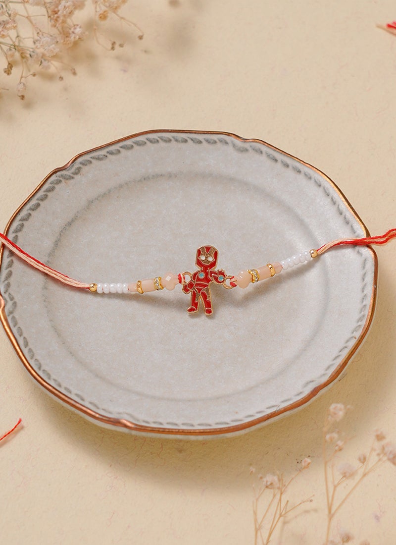 Madhoor Iron Man Kids Rakhi Red Designer Raksha Bandhan Thread ,Premium Handmade ,1 Piece-39 CM - Image 3