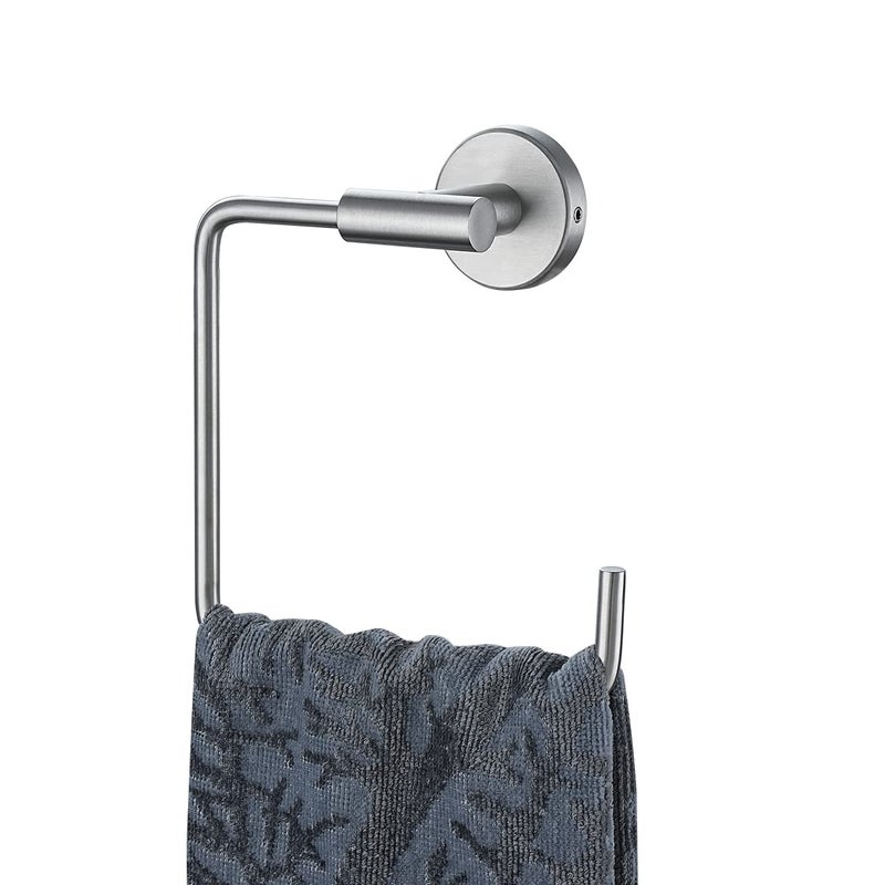 JQK JQK Towel Ring Stainless Steel Square Ring Towel Holder for Bathroom 6 Inch Brushed Finished Wall Mount TR140BN 