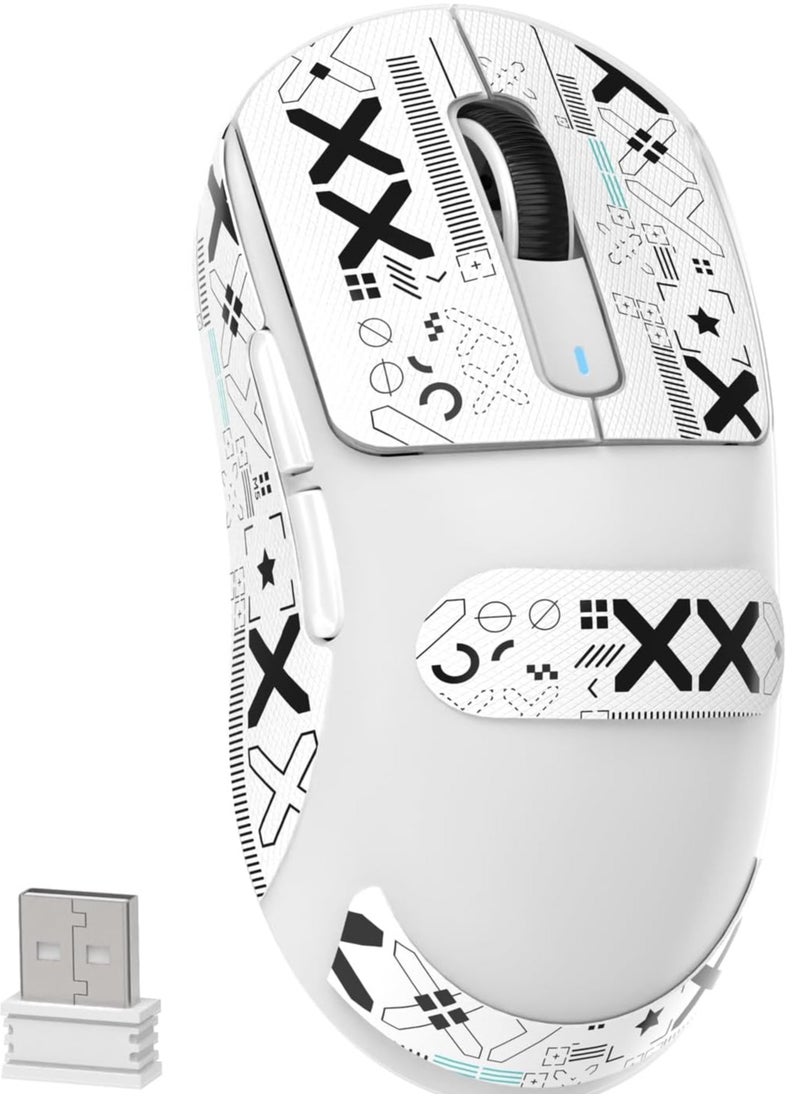 Attack Shark Attack Shark X3 Wireless Gaming Mouse, 49g Ultralight, PixArt PAW3395 26000 DPI, Bluetooth/2.4Ghz /Wired Tri-Mode, 200Hrs Rechargeable Battery, Kailh GM8.0 Switch for MAC/Win - White&Tape  - Image 1