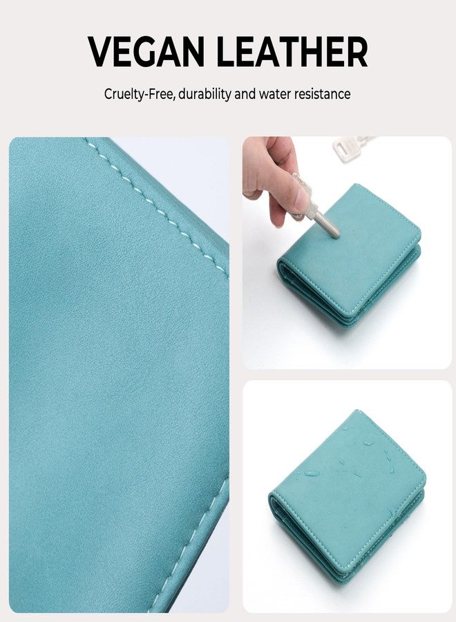 Alldaily محفظة صغيرة بتقنية RFID من Alldaily للنساء، نحيفة وصغيرة الحجم، قابلة للطي، جيب، محفظة سفر صغيرة للسيدات (أزرق نقي) - Image 5