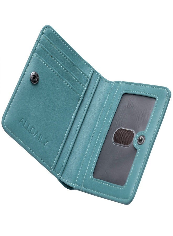 Alldaily محفظة صغيرة بتقنية RFID من Alldaily للنساء، نحيفة وصغيرة الحجم، قابلة للطي، جيب، محفظة سفر صغيرة للسيدات (أزرق نقي) - Image 1