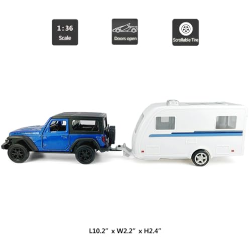 VIIGER 2 Doors Wrangler Rubicon SUV Model Car Trailer Towing Toy Camper RV Motorhome Toys for Boys Doors Open 136 Scale Diecast Metal Toy Cars 3 4 5 6 7 Year Old Kids Gifts Cake Topper Home Office Decor - Image 5