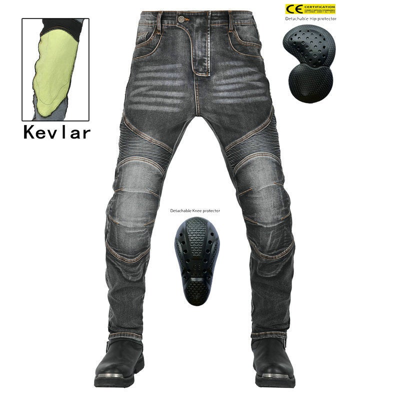 Generic Motorcycle Denim Jeans Men Retro Reinforced Riding Pants M-03 Black (2nd Generation Upgrade 
