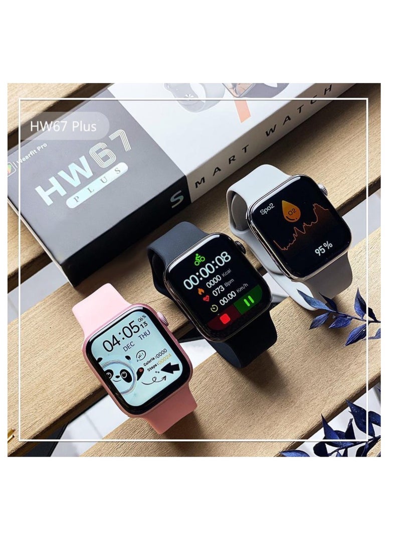 HW67 Plus Smart Watch 1.9 Inch with Health and Fitness Functions such as Heart Rate and Blood Pressure Monitoring Sports Modes and Bluetooth Calling Black