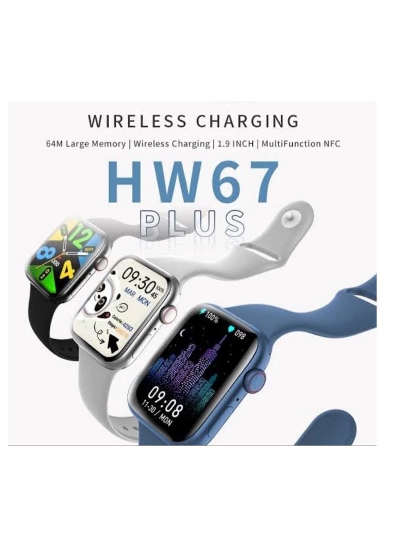HW67 Plus Smart Watch 1.9 Inch with Health and Fitness Functions such as Heart Rate and Blood Pressure Monitoring Sports Modes and Bluetooth Calling Black