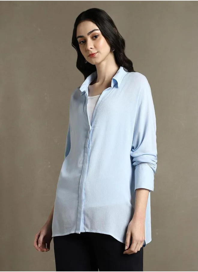 دينيس لينغو Spread Collar Oversized Casual Shirt