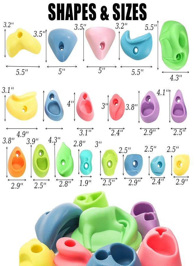 ZENFUN 32 Packs Rock Climbing Holds Multi Size and Color, Indoor & Outdoor Rock Wall Climbing Kit, Rock Wall Holds Multi-Colored Climbing Rock Wall Grips with Mounting Hardware - Image 2