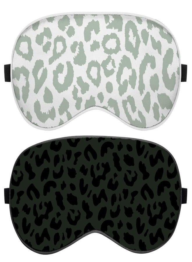 BHAHB 2 PCS Sleep Eye Mask Silk Sleeping Soft with Elastic Strap Eye Sleep Shade Cover for Cute Aesthetic Unisex Women Girls for Airplane Travel Nap-Black White Leopard - Image 1