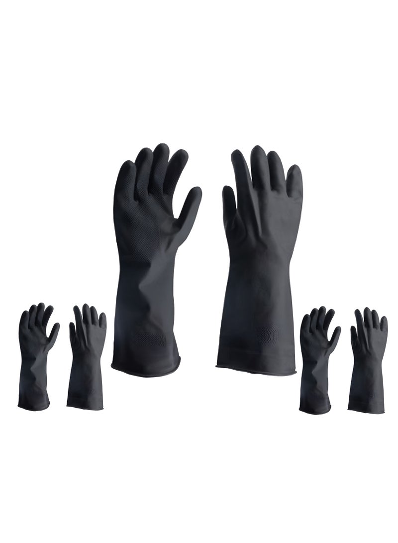 3 قطع من قفازات كفوف اسود بلاستيك واقية  للعمال و السيفتي -  مقاومة للانزلاق، مقاومة للزيوت الصناعية، مقاومة للتآكل، مقاومة للأحماض - Image 1