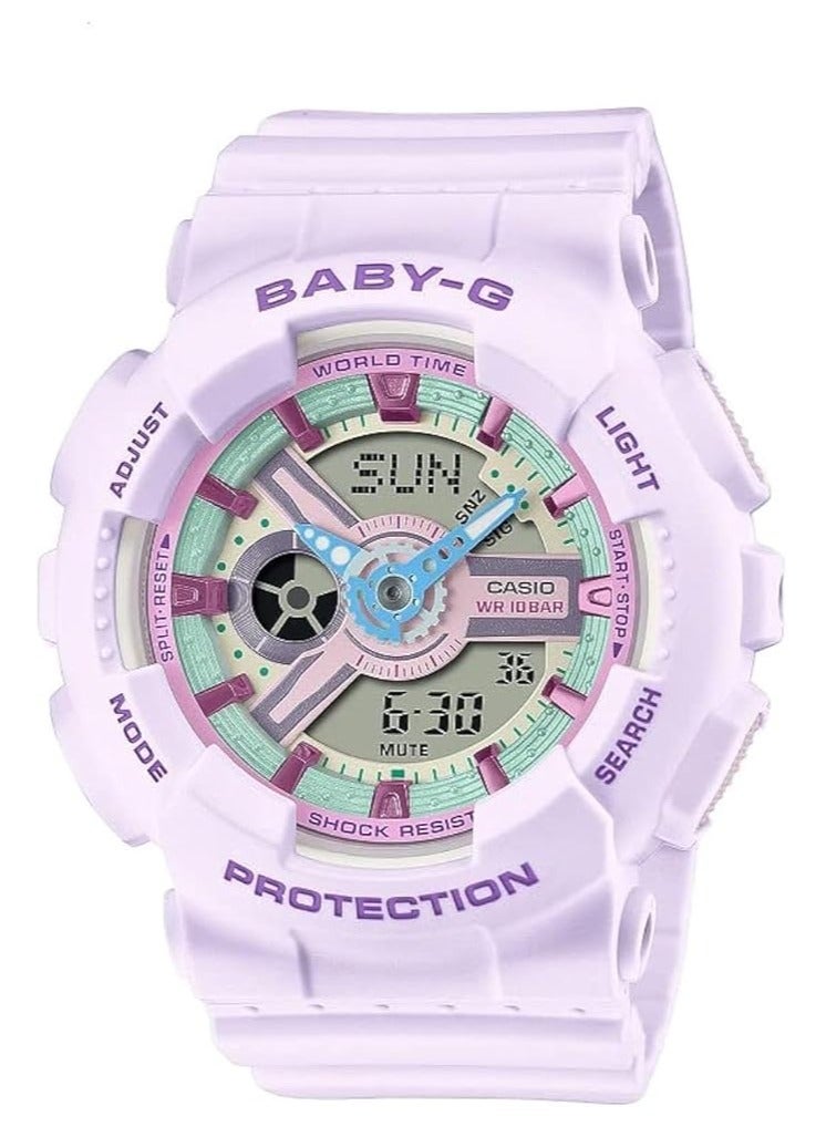 Casio Baby-G Women's Watch - BA-110XPM-6ADR Multicolor Dial, Purple Band - Image 1