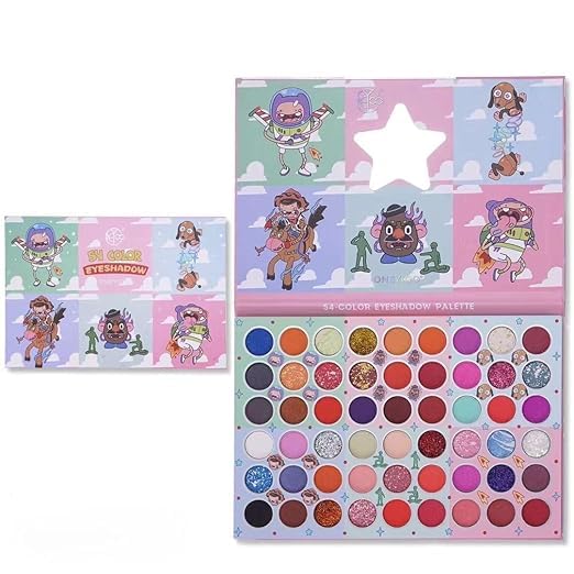 PEACORA Professional 54 Color Eye Shadow Palette Bright Neon Glitter Makeup Pallet Highly Pigmented Powder Eye Shadow Multicolor SemiMatte Finish 648g Multicolor - Image 1
