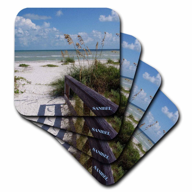 3Dروز 3Drose CST_30727_1 Sanibel Beach Awaits-Soft Coasters مجموعة من 4 - Image 4