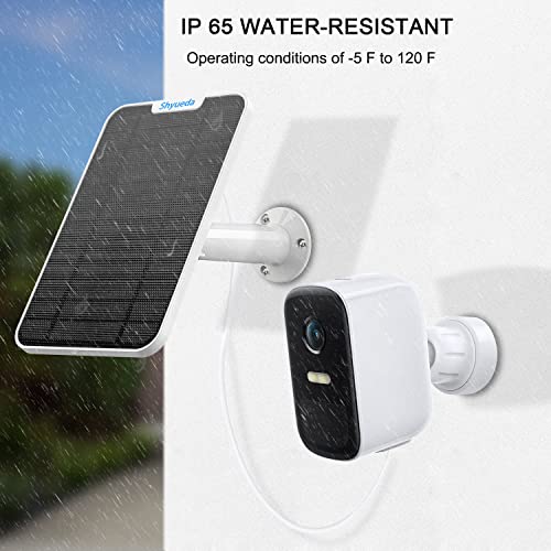Shyueda 4W Solar Panel Charging Compatible with Eufycam 3/3C/2C/2C Pro/2/2 Pro/E20/E40/E/S40/S220/S300/L40, with 13.1ft Waterproof Charging Cable, IP65 Weatherproof,Includes Secure Wall Mount (2-Pack(White)) - Image 5