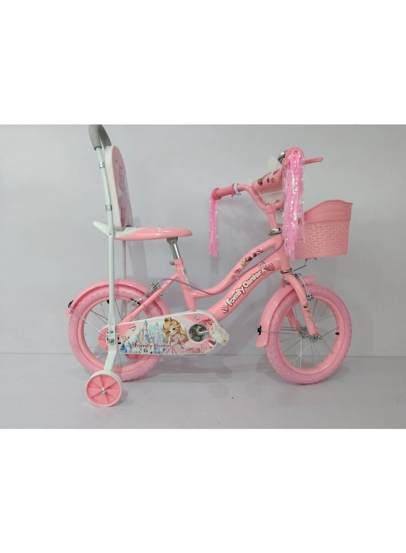 Family Center Bicycle 12' with Steel Frame, Basket,Pink 25-HR06-12PU - Image 2