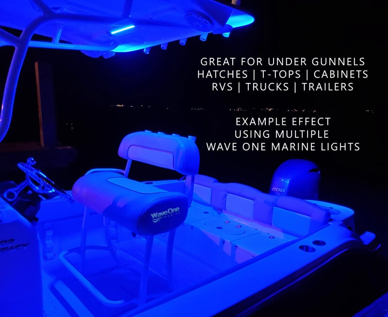 Wave One Marine 16" LED RGBW Courtesy Accent Boat Utility Light Strip | 12-24 Volt Internal Driver | White Blue Red Green | Interior Exterior Deck Gunnel Cockpit T Top Pontoon | Waterproof IP65 - Image 5