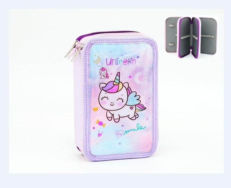 Winnies Large Pencil Case for Girls Boys,Big Capacity Pencil Cases with 3 Compartments Pen Bag Pouch Holder School Stationery Organizer Makeup Cosmetic Bag for Kids Women Men (Purple-3) - Image 5