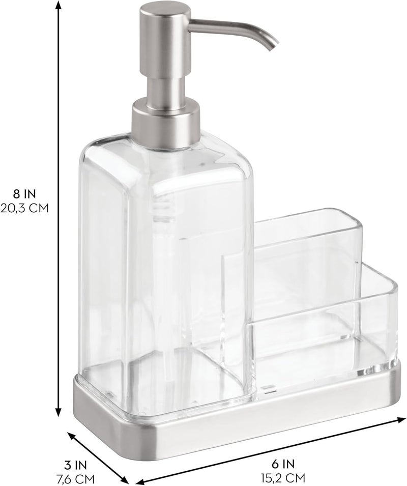 InterDesign iDesign 67080 Forma Plastic Soap Pump with Caddy, Dispenser with Storage Compartment for Bathroom, Kitchen Countertops, Sinks, Set of 1, Stainless - Image 2